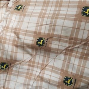 John Deere Plaid Tan Full Bed Flat & Fitted Sheet set